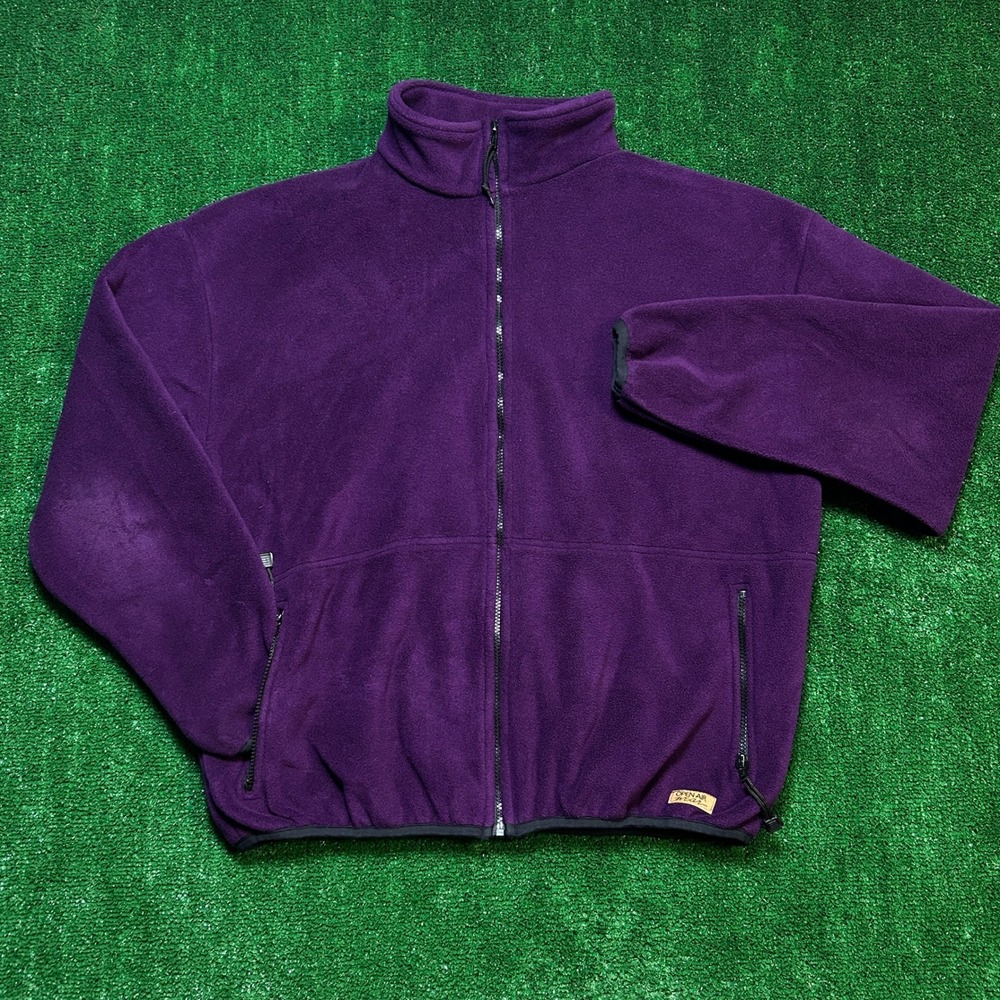 Vintage 90s Open Air Wear Fleece Jacket Purple Teal Colorblock USA XL